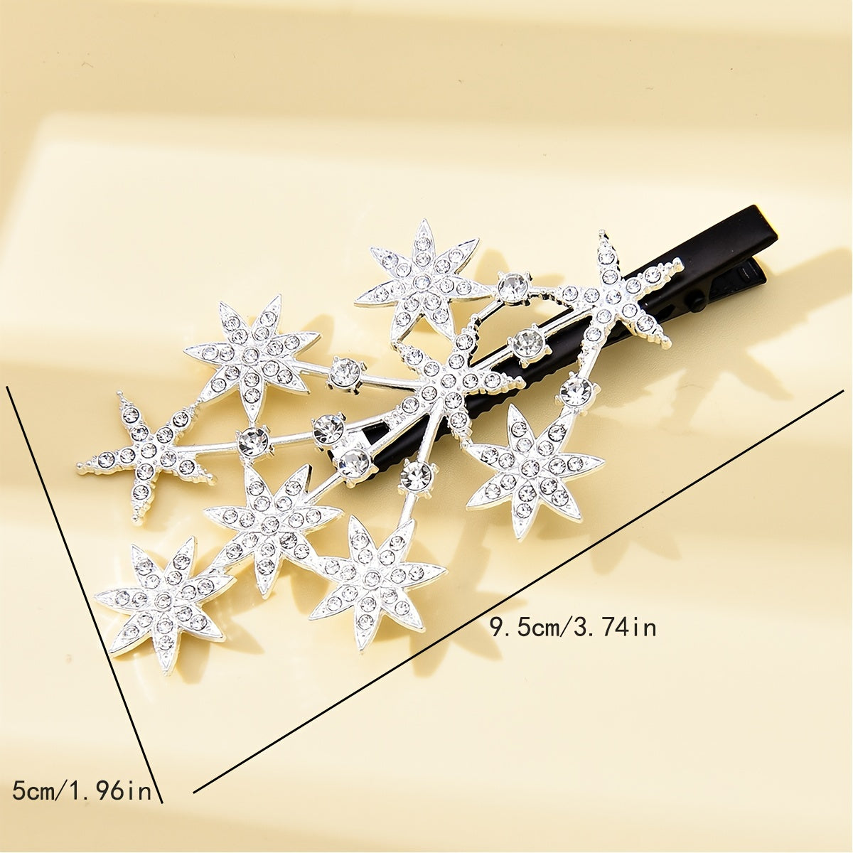 Vintage Crystal Star Hair Clip Barrette Rhinestone Headpieces