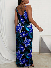  Tropical Print Maxi Cami Dress