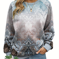 Allover Print Long Sleeve Crew Neck Sweatshirt
