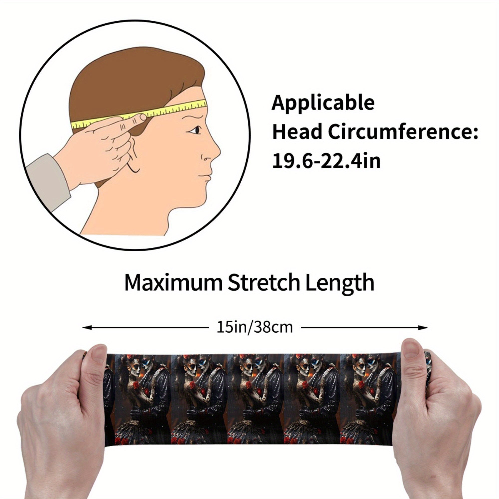 Skull & Floral Sports Headband Sweat Wicking Stretchy Polyester Yoga Gym
