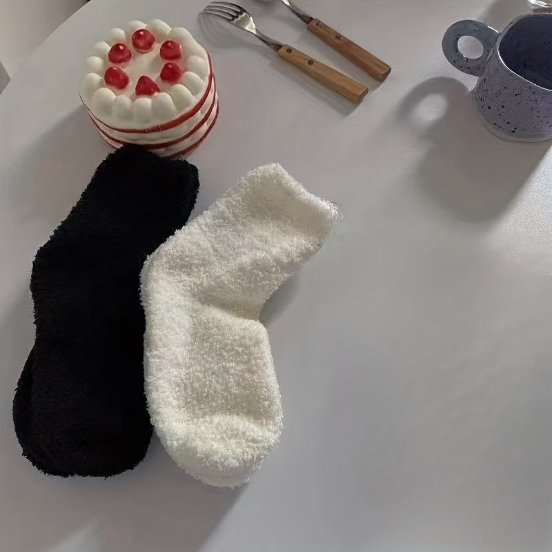 4 Pairs Fuzzy Socks Warm Mid Tube Women's Stockings