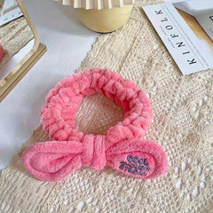 Soft Plush Bowknot Headband Elastic Headband for Spa Makeup