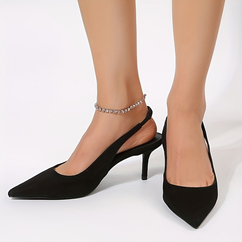 Women's Black Stiletto Heels Slingback Shoes