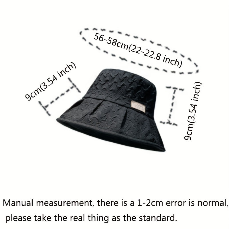 Embossed Bucket Hat Solid Pleated UV Protection Basin Hat Lightweight Fisherman
