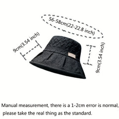 Embossed Bucket Hat Solid Pleated UV Protection Basin Hat Lightweight Fisherman