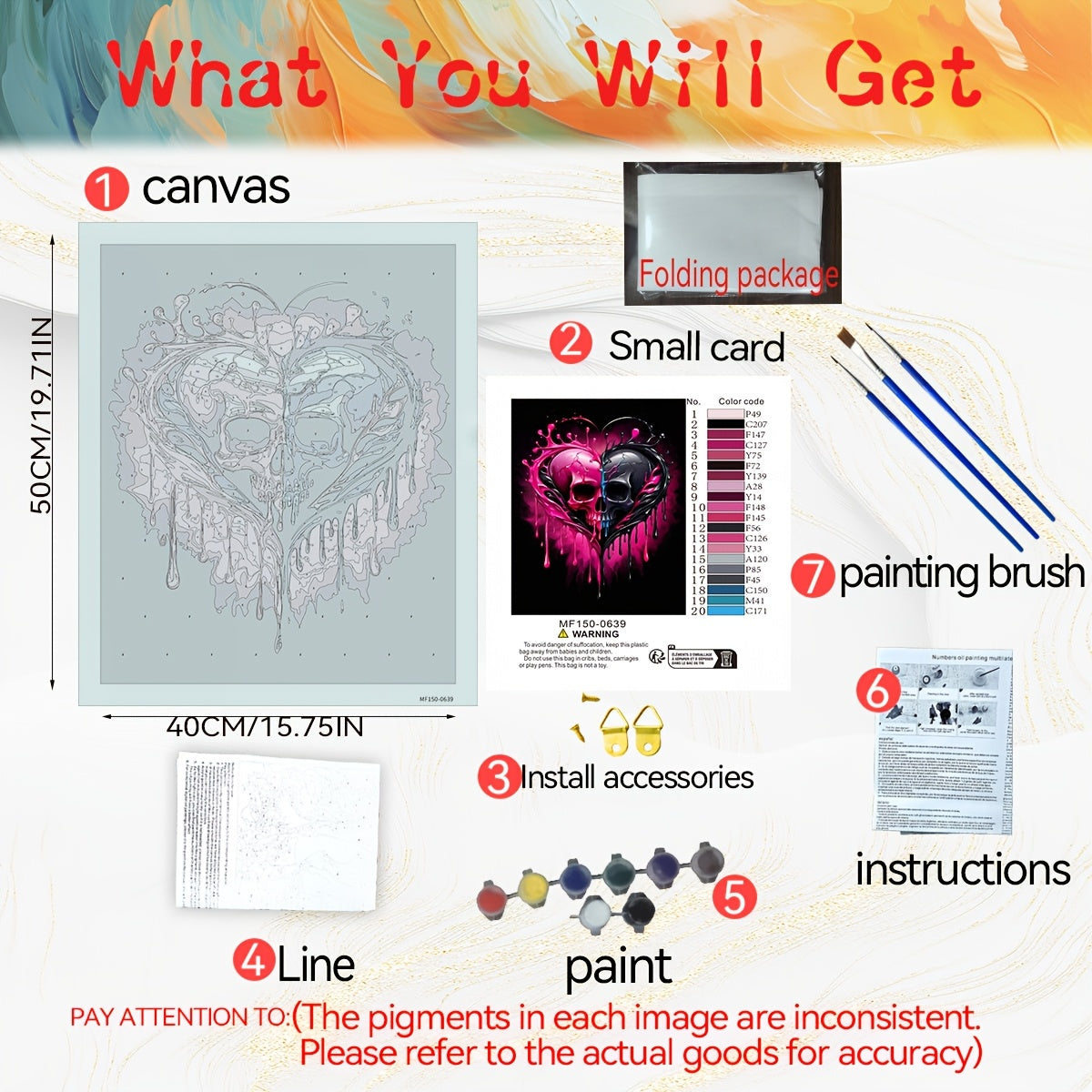 DIY Paint by Numbers Kit Heart Skull Ideal Gift for Home Wall Decor