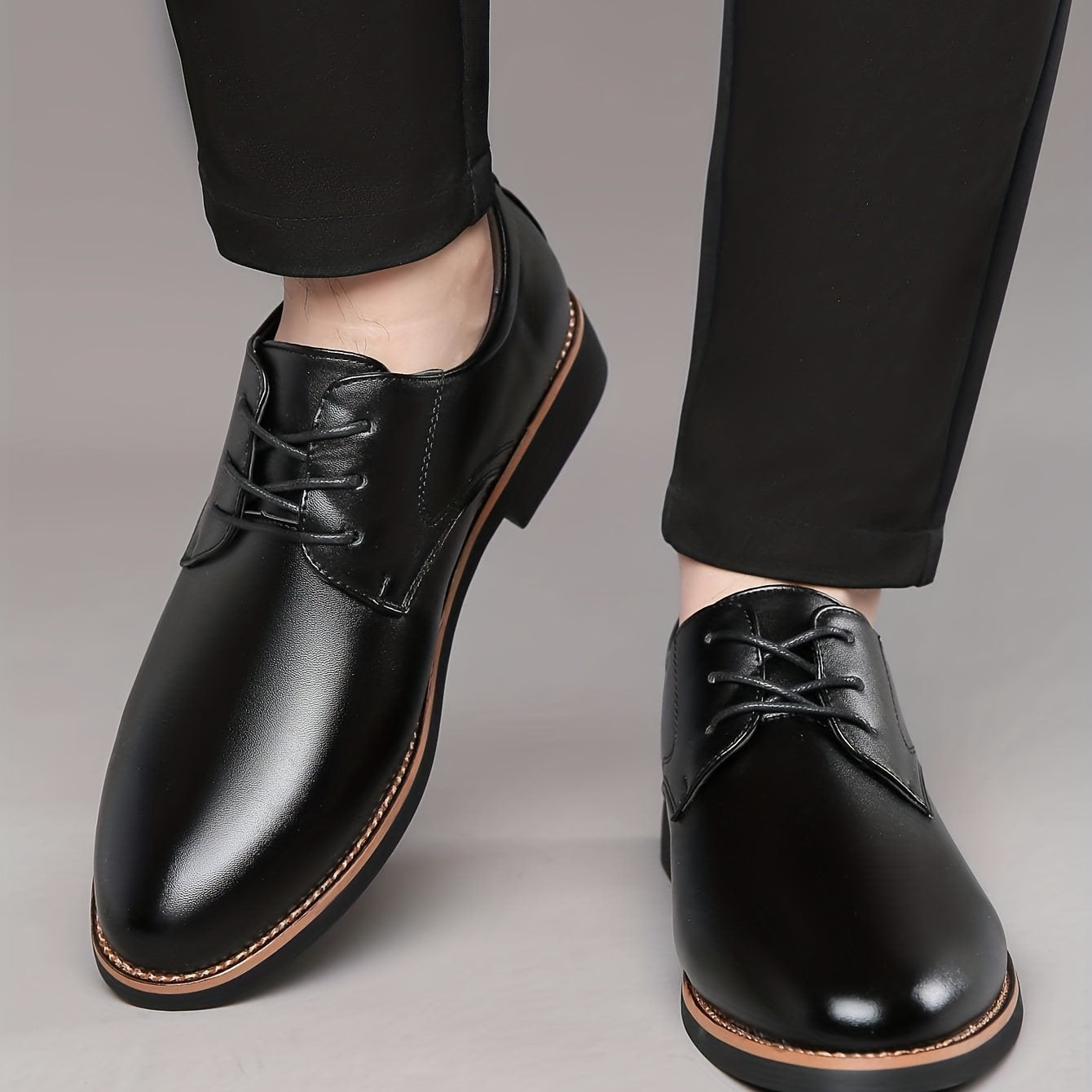 Men's Lace Up Derby Shoes Round Toe Formal Business Wear Non Slip
