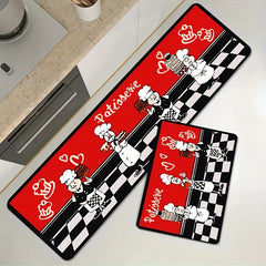 1pc Long Strip Non-slip Floor Mat Velvet Cushion Red Cake Room Rug