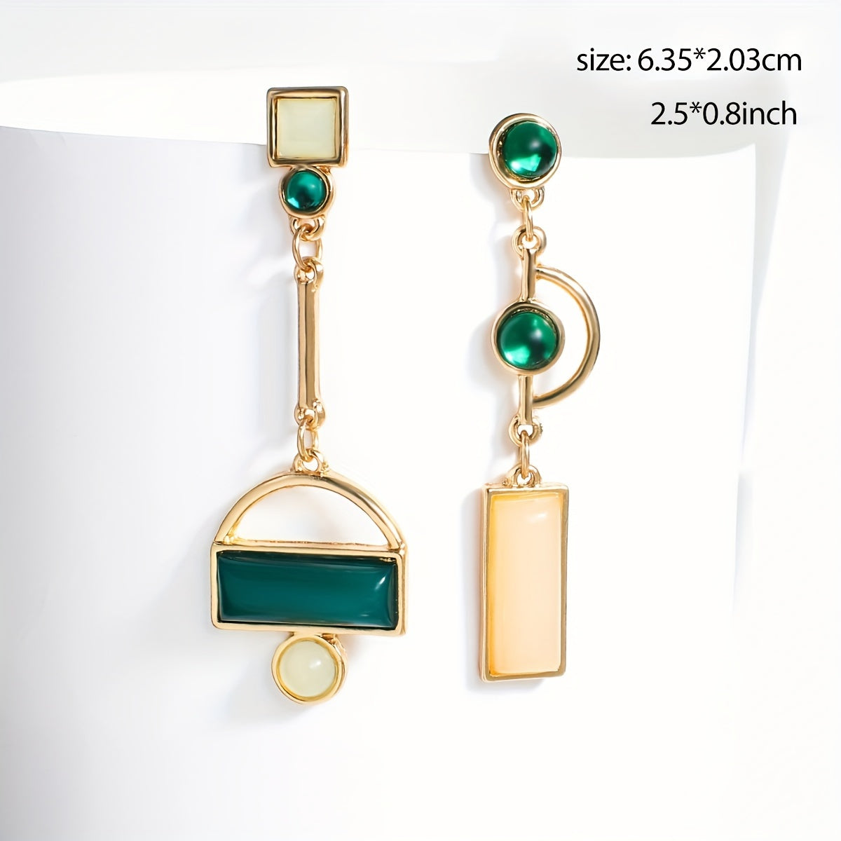 Geometric Drop Earrings - Golden Hollow Resin Metal Jewelry