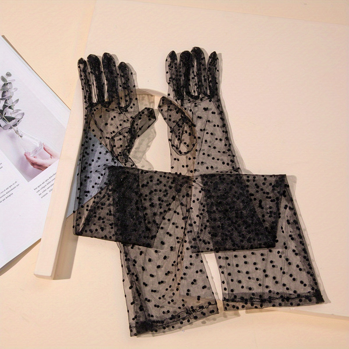 Polka Dot Long Gloves Transparent Decorative Party Prom Gloves Women