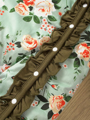 Floral Ruffled Baby Jumpsuit Bandana Set