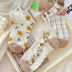 5 Pairs Floral Print Short Socks for Women