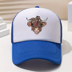 Cow Head Printed Baseball Cap Mesh Trucker Dad Hat Adjustable Sun Hat