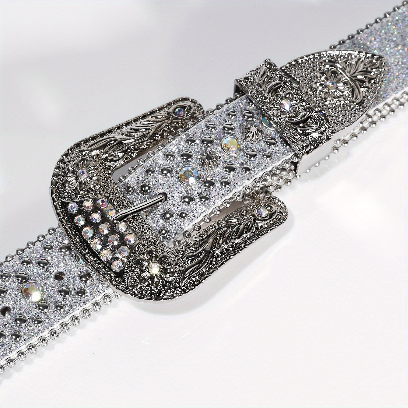Punk Style Wide Leather Belt with Flower Alloy