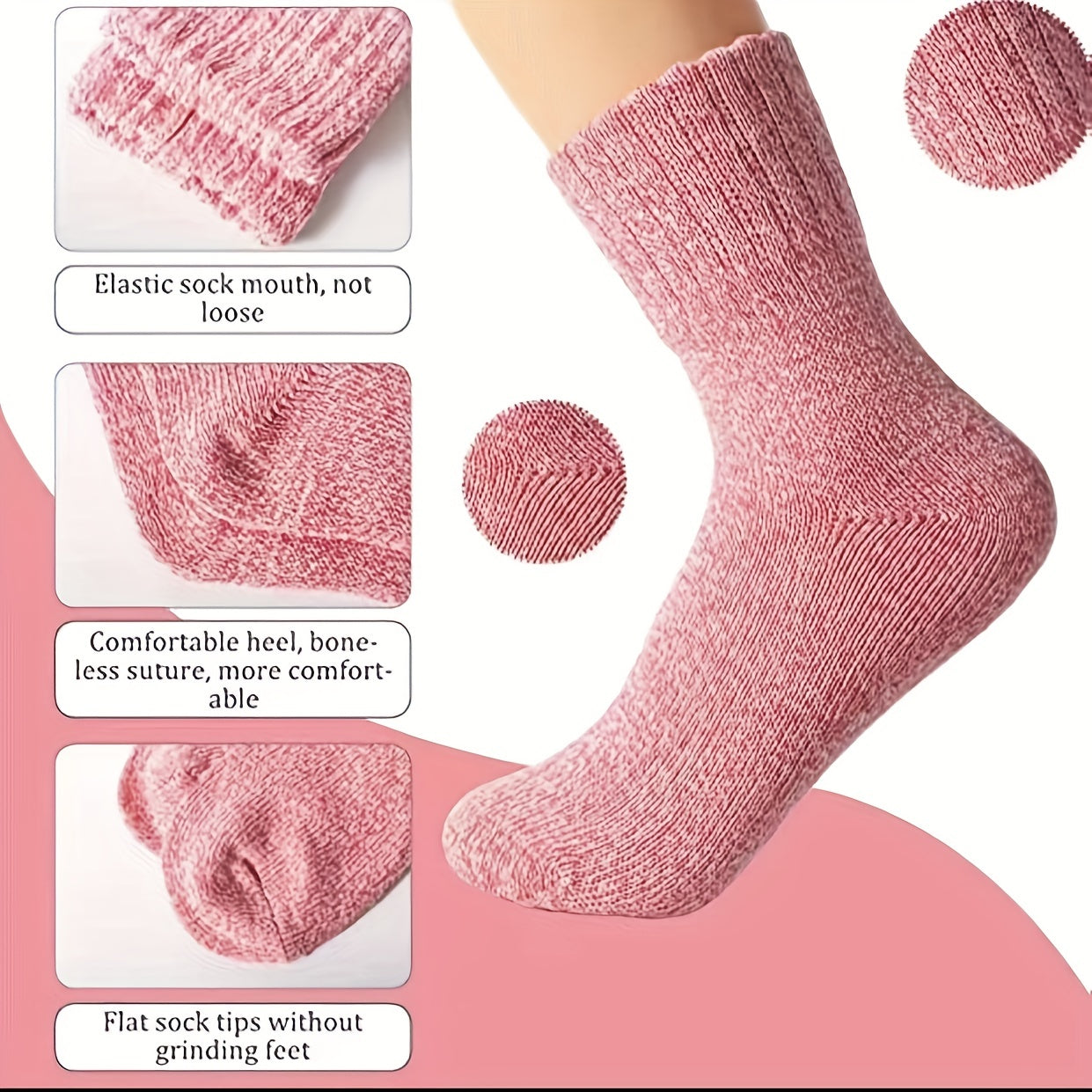 5 Pairs Thick Socks Soft Casual Sports Socks