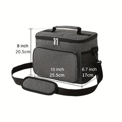 Grey Reusable Lunch Bag Leakproof Tote Freezable Box with Adjustable Strap