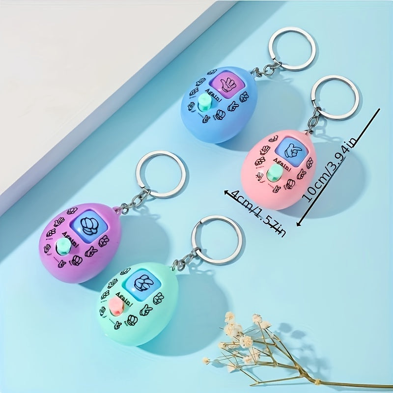 4pcs Finger Guessing Game Machine Keychain Funny Bag Accessory Key Ring