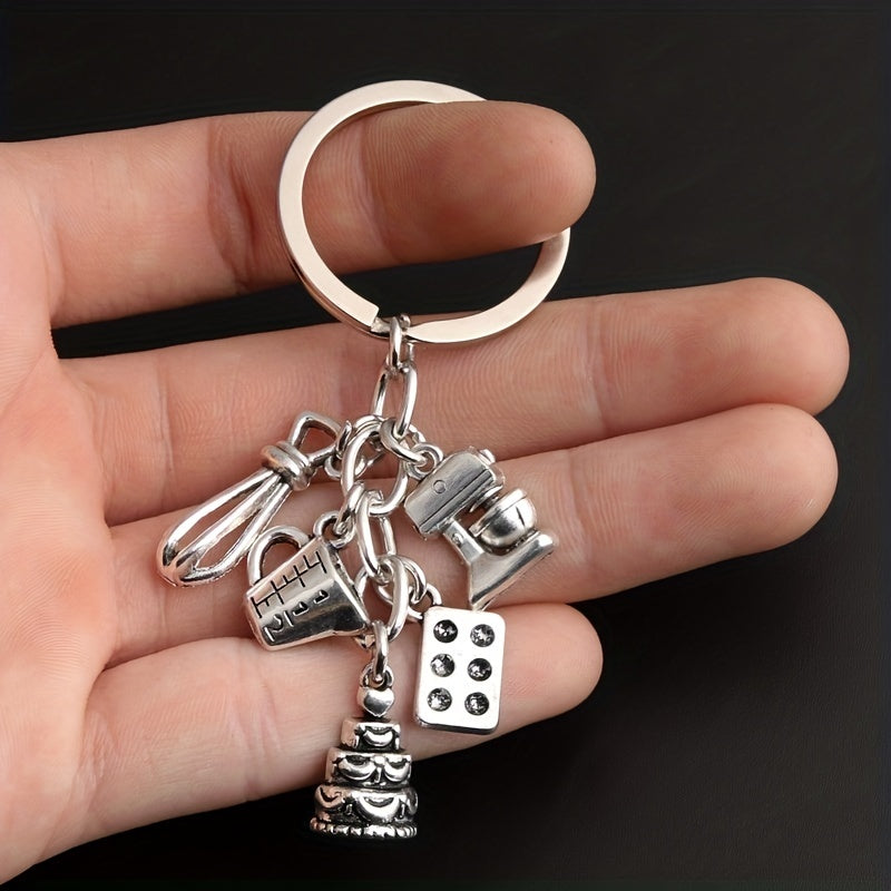 Mini Bake Tools Keychain Metal Key Ring Purse Handbag Car Charm Phone Pendant