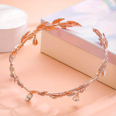 Emerald Green Fairy Crown Tiara Crystal Leaf Elf Bandana Cosplay