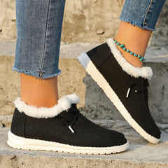 Women's Fleece Liner Thermal Loafers Flat Shoes