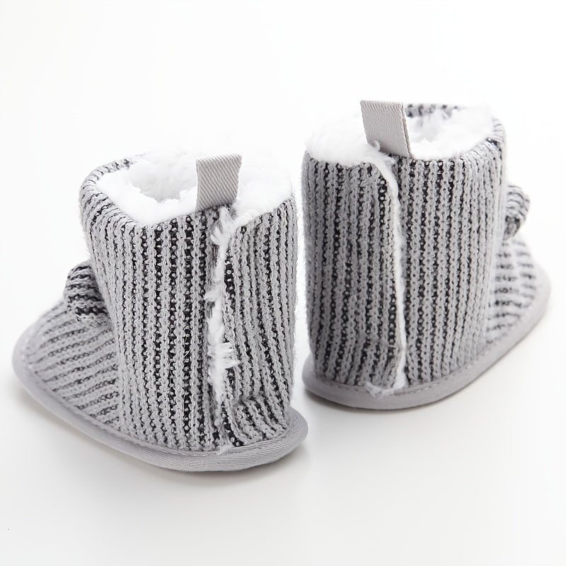 Cartoon Bear Soft Boots for Baby Boys - Warm Fleece Indoor Outdoor Walking