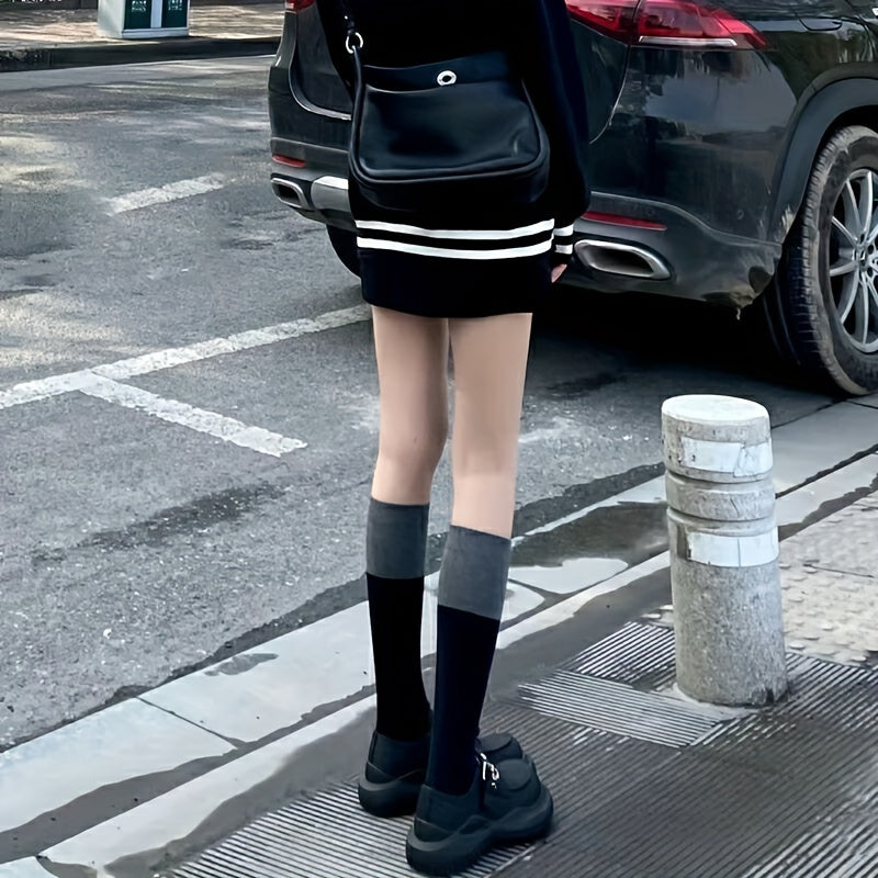 Colorblock Calf Socks Knee High Stockings