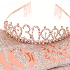 AB Rhinestone Happy Birthday Queen Tiara for Women