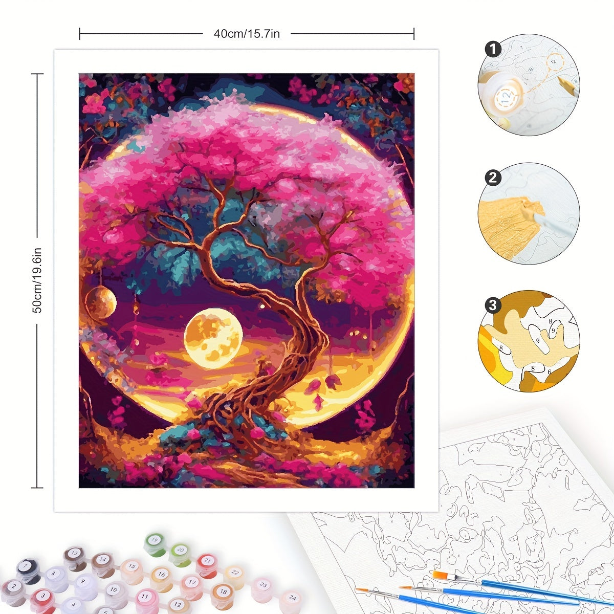 Tree And Moon Paint By Number Kits On Canvas