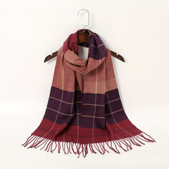 Geometric Plaid Scarf Sunscreen Fringed Shawl