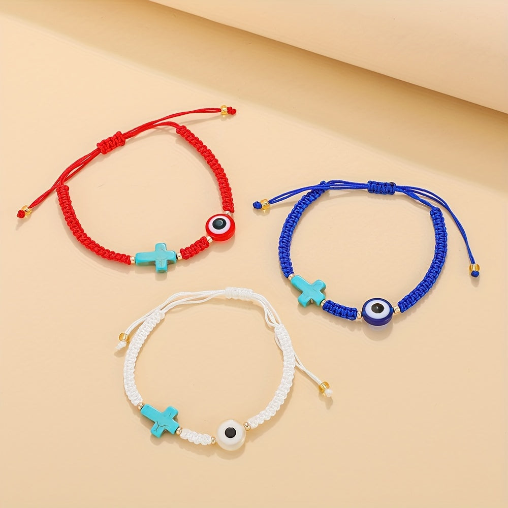 Devil's Eye Turquoise Cross Bracelet Mexican Beach Jewelry