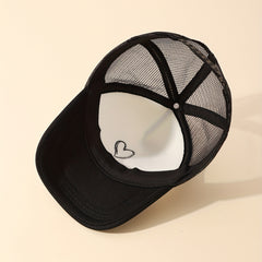 Heart Embroidery Mesh Baseball Cap