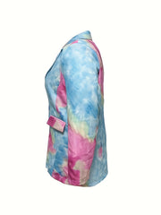  Tie Dye Button Long Sleeve Blazer