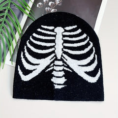 Gothic Sternum Jacquard Beanie Knit Hat Hip Hop Warm Skull Cap