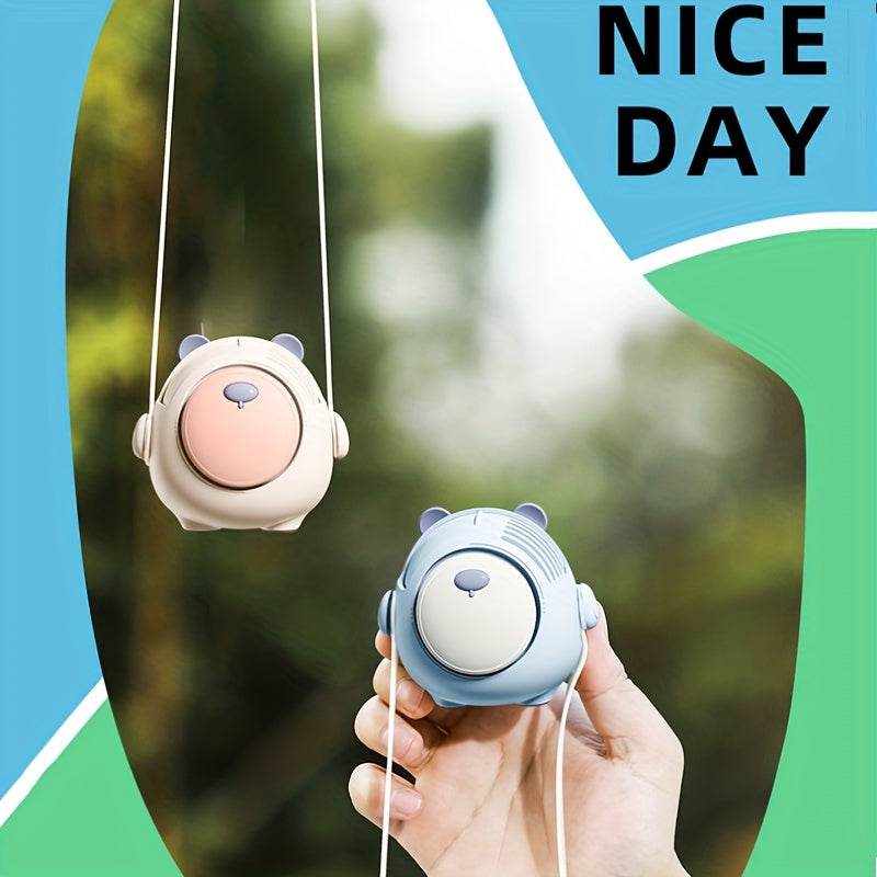 Summer Hanging Neck Fan Fat Bear Mute Cartoon Handheld Usb Mini Fan