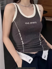 Letter Print Thermal Tank Top Women's Lingerie