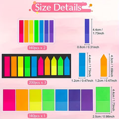 1020 Sheets Fluorescent Index Stickers Waterproof Sticky Note Paper