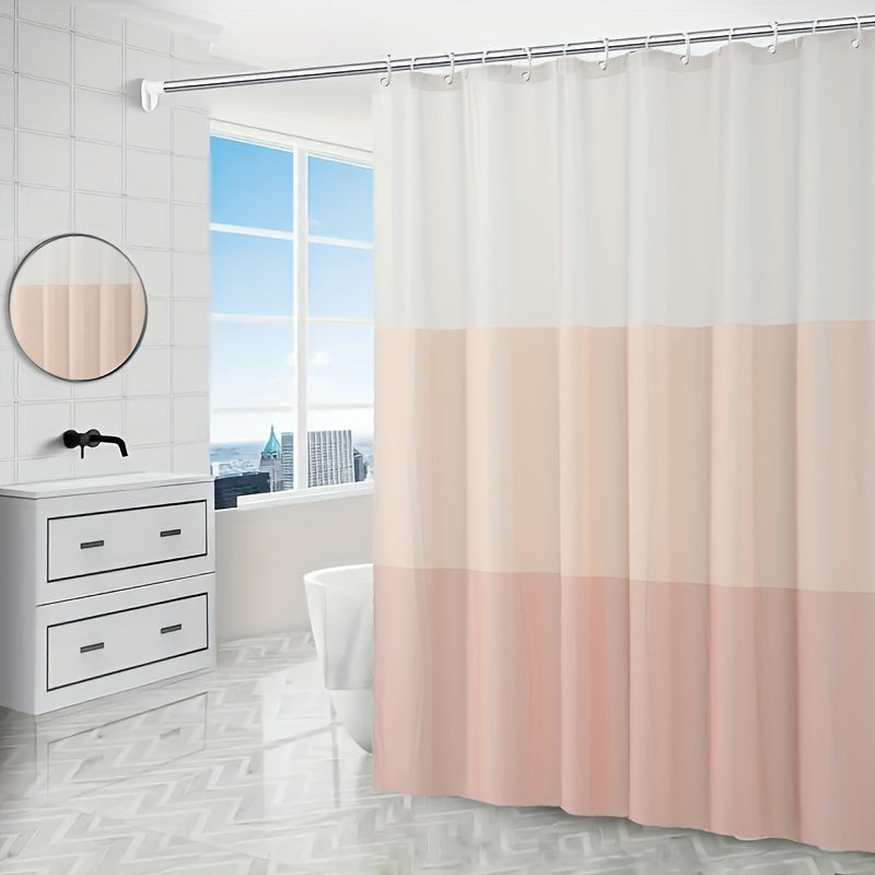 Pink Stripe Shower Curtain Waterproof Mildew Proof Bathroom Decor