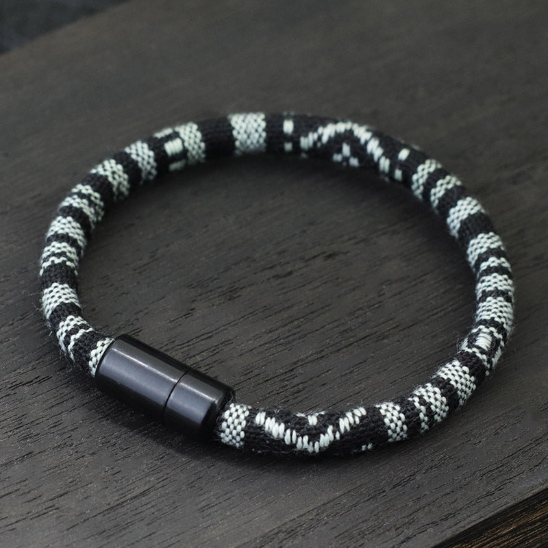 Men's Braided Leather Bracelet Bangle - Gift For Son