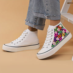 Girl's High Top Skull Pattern Skate Shoes Non Slip Casual Sneakers