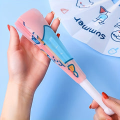 Students Cartoon Folding Fan Bunny Pattern Handheld Small Fan