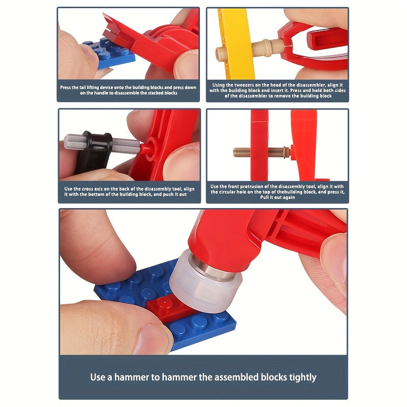 KIDNOAM Building Block Toy Disassembly Clamp Set Wooden Block Remover Hammer Kit