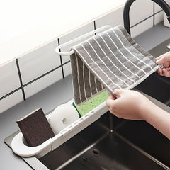 Kitchen Sink with Towel Rod and Telescopic Storage Rack