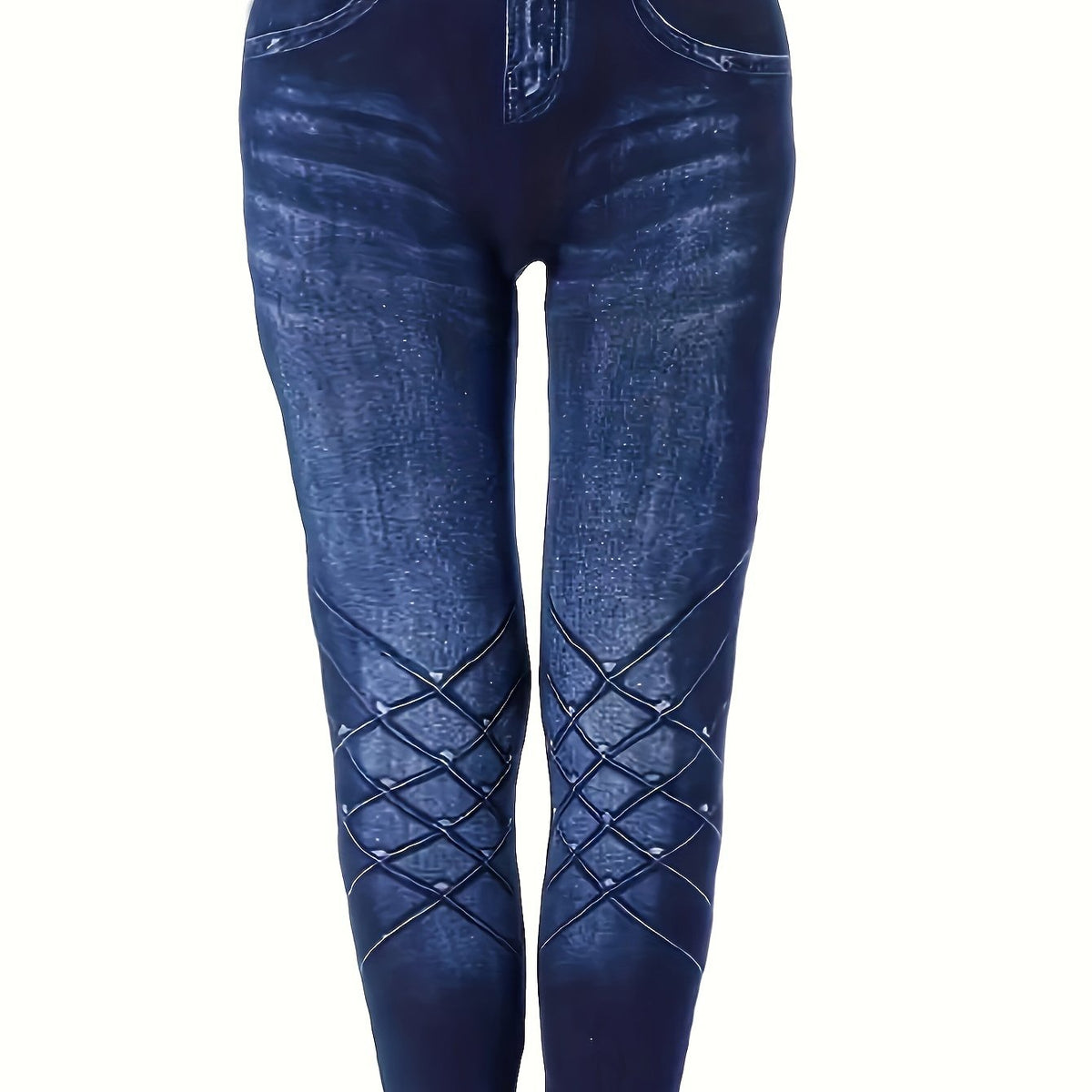  Denim Print High Rise Yoga Leggings