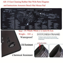 AR15 Gun Cleaning Mat with Parts Diagram & Instructions