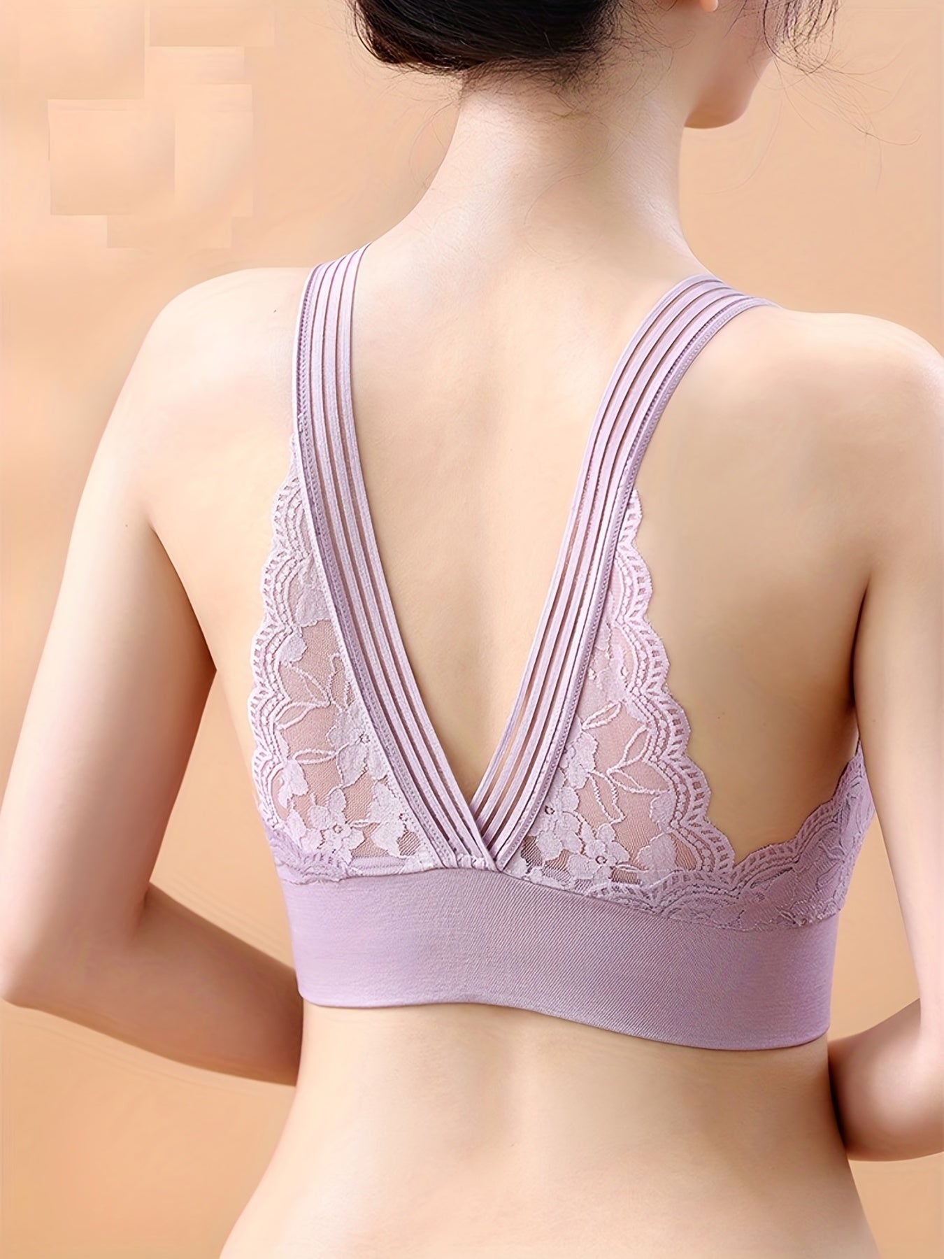 2pcs Lace Wireless Bra Breathable Scallop Trim Lingerie