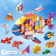 Ocean Series Fish Building Block Toy Model 10-Pack Gift Set