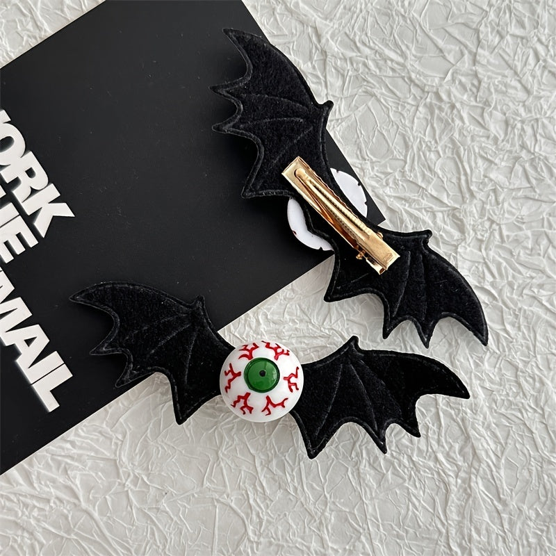 Girl's Green Eyeball Bat Wings Hair Clip Halloween Gothic Hair Accessories