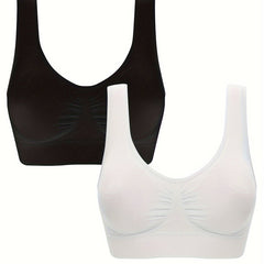 2 Pack Plus Size Sports Bra Set High Stretch Gym Fitness Bra 2pcs Set