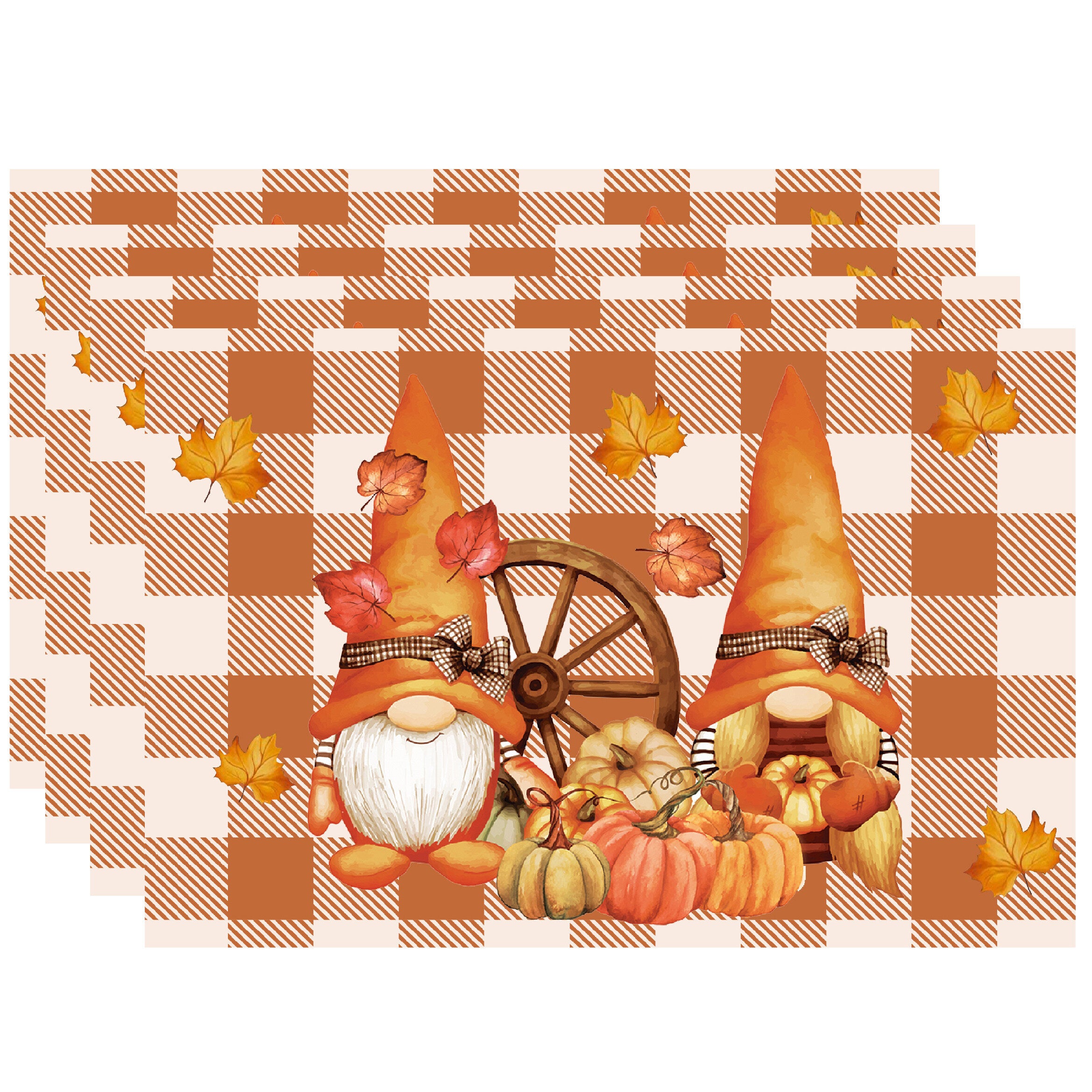 4pcs Colorful Halloween Autumn Pumpkin Placemats Heat Insulation Table Mat