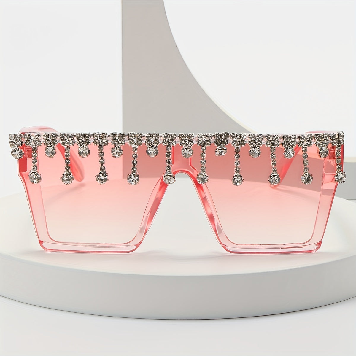 Y2K Square Frame Sunglasses Rhinestone Tassel Decor UV400